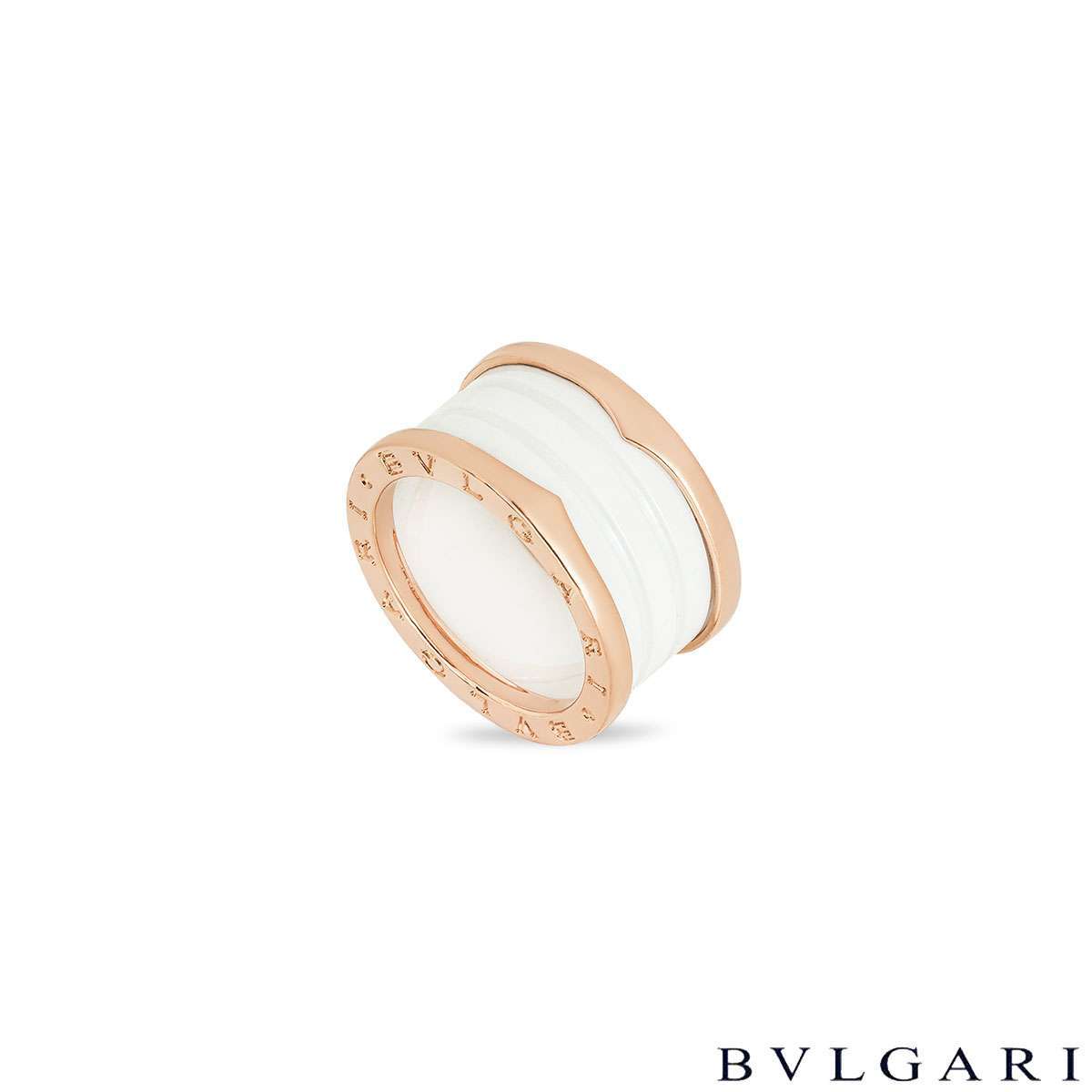 Bvlgari Rose Gold & White Ceramic B.Zero1 Size 57 Ring 345831 Bvlgari Rose Gold & White Ceramic B.Zero1 Size 57 Ring 345831